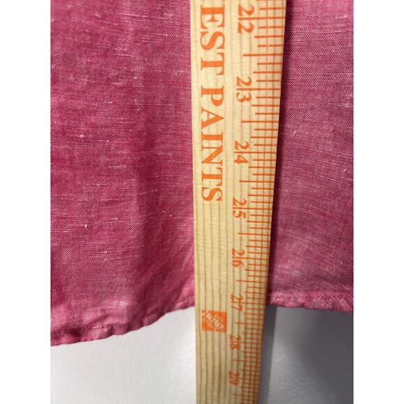 Talbots  Womens Tunic  Top Linen Heathered Red Long Sleeve Pocket Button-Up M - Picture 7 of 13
